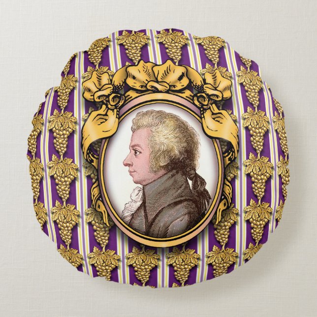Wolfgang Amadeus Mozart Round Pillow (Front)