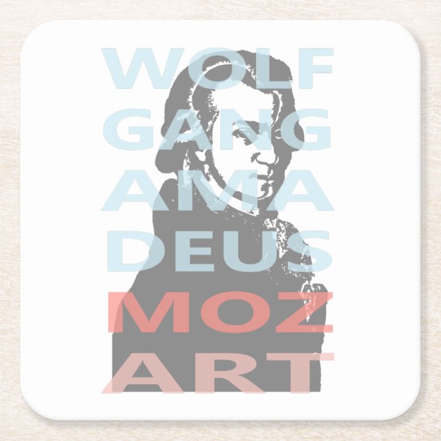Wolfgang Amadeus Mozart Square Paper Coaster (Front)
