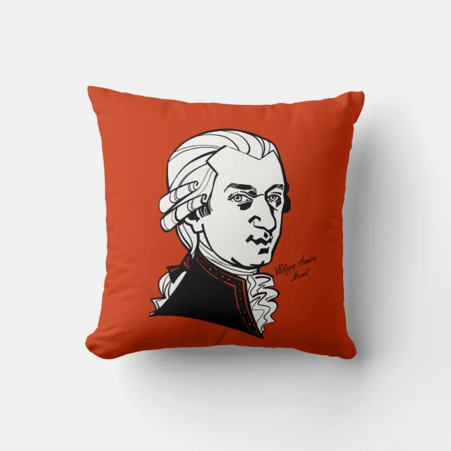 Wolfgang Amadeus Mozart Throw Pillow (Front)