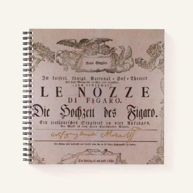 Wolfgang Amadeus Mozart with signature Figaro Notebook (Front)