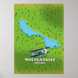 Wolfgangsee Lake Austria lake map Poster