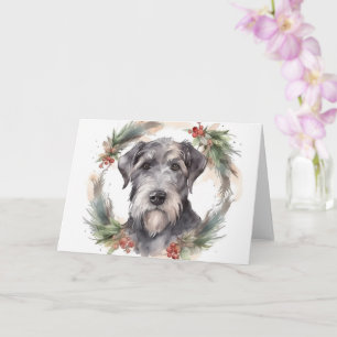Wolfhound Christmas Wreath Festive Pup Card