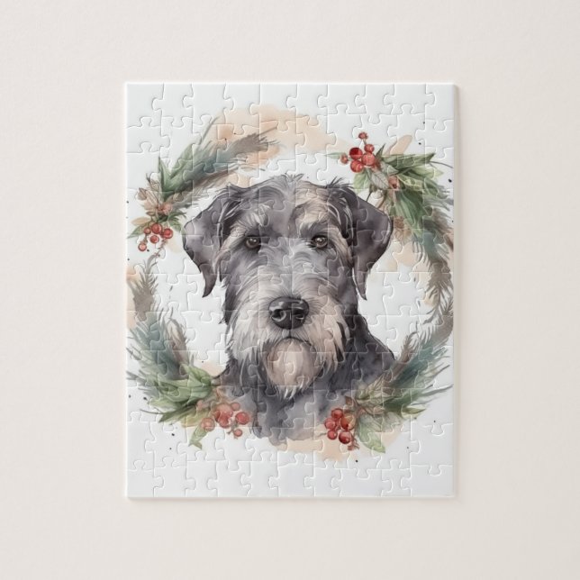 Wolfhound Christmas Wreath Festive Pup  Jigsaw Puzzle (Vertical)