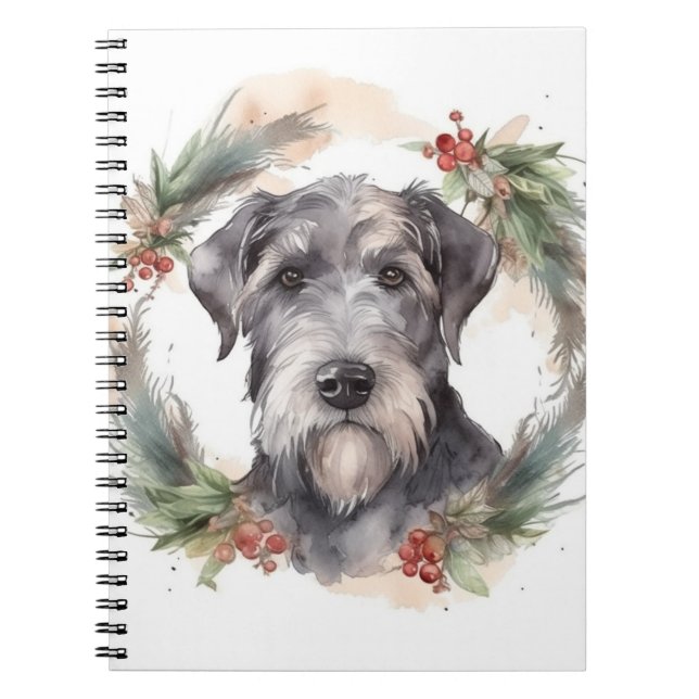 Wolfhound Christmas Wreath Festive Pup  Notebook (Front)