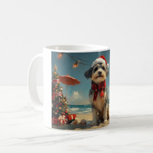 Wolfhound Dog Christmas Vintage Beach Coffee Mug (Front Left)
