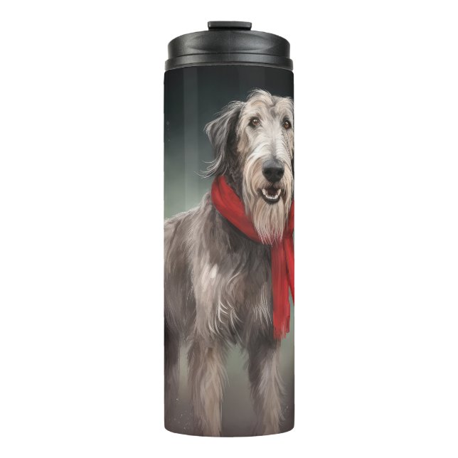 Wolfhound Dog in Snow Christmas Thermal Tumbler (Front)