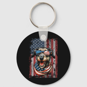 Wolfhound Dog Lover Us Flag 4th Of July Patriotic Keychain