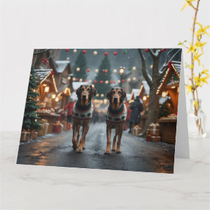 Wolfhound Dogs Christmas Snow Holiday Card