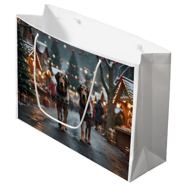 Wolfhound Dogs Christmas Snow Holiday Large Gift Bag (Front Angled)