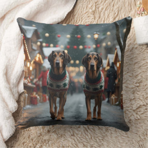 Wolfhound Dogs Christmas Snow Holiday Throw Pillow