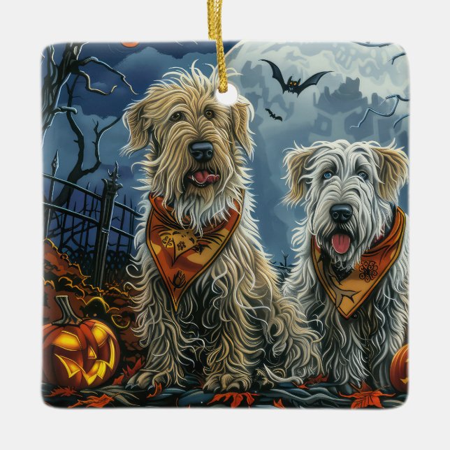 Wolfhound Halloween Spooky Ceramic Ornament (Front)