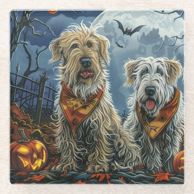 Wolfhound Halloween Spooky Glass Coaster (Front)
