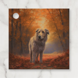 Wolfhound in Autumn Leaves Fall Inspire Favour Tags