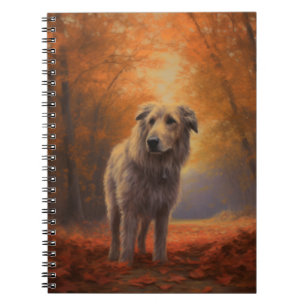 Wolfhound in Autumn Leaves Fall Inspire Notebook