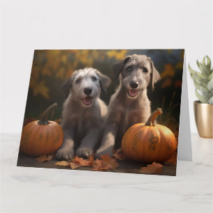 Wolfhound Puppy Autumn Delight Pumpkin Card