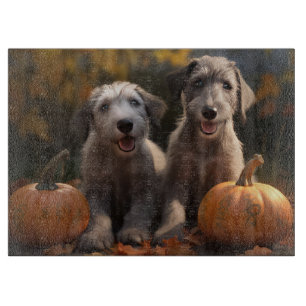 Wolfhound  Puppy Autumn Delight Pumpkin Cutting Board