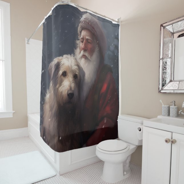 Wolfhound With Santa Claus Festive Christmas (In Situ)