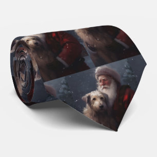 Wolfhound With Santa Claus Festive Christmas Tie