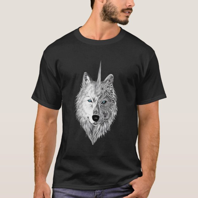 Wolficorn Wolficorn Unicorn Wolf Halloween T-Shirt (Front)