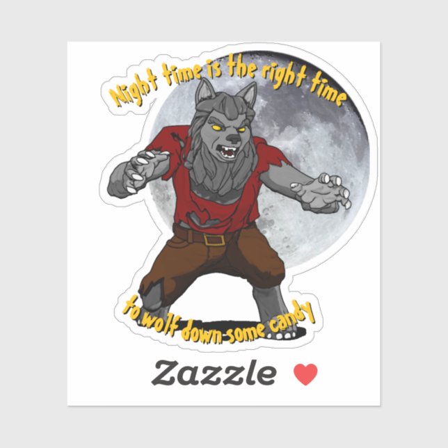 Wolfing down candy Custom-Cut Vinyl Sticker (Sheet)