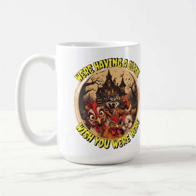 "Wolfman Manor Selfie" Cheesy Chicken Coffee Mug (Left)