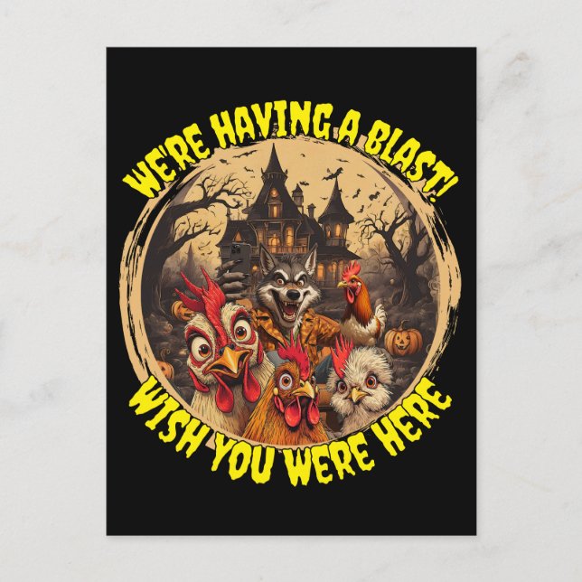 "Wolfman Manor Selfie" Cheesy Chicken Postcard (Front)