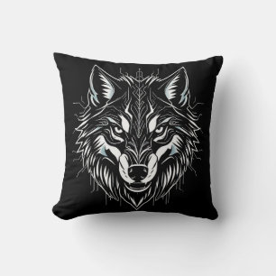 Wolf's head art throw pillow
