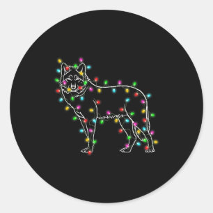 Wolfs Tree Christmas Sweater Xmas Pet Animal Wolf Classic Round Sticker