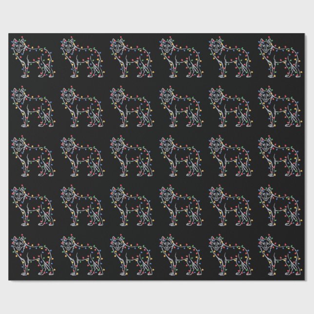 Wolfs Tree Christmas Xmas Pet Animal Wolf Lover  Wrapping Paper (Flat)