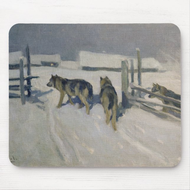 Wolfs, Winter Night, c.1910 Mouse Pad (Front)