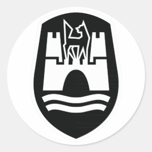 Wolfsburg Coat of Arms (black white) Classic Round Sticker