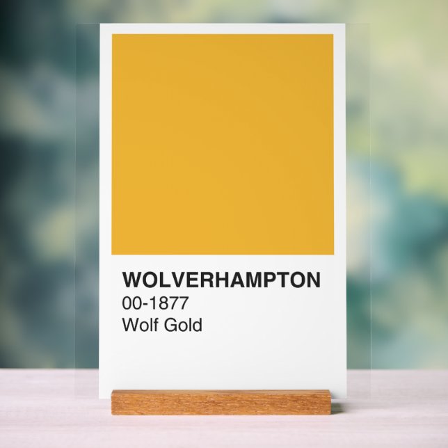 Wolverhampton Wolf Gold - White Background Acrylic Sign (Neutral)
