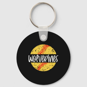 Wolverines Softll Team Mascot School Spirit Game D Keychain