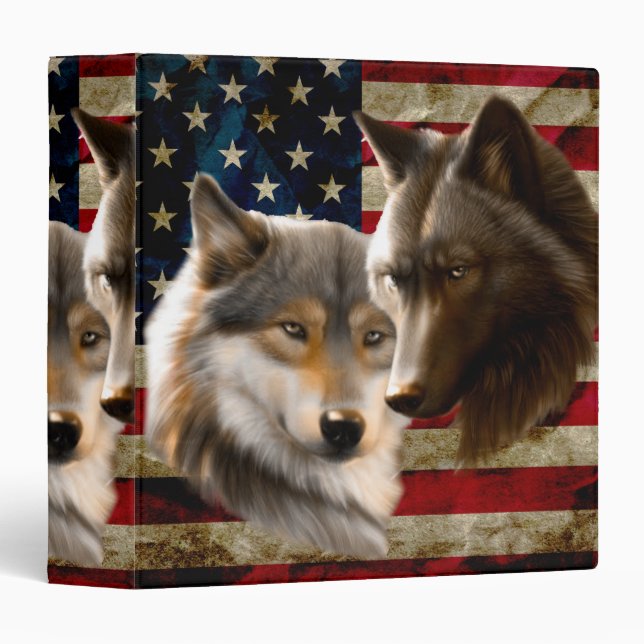 Wolves  American Flag Binder (Front/Spine)