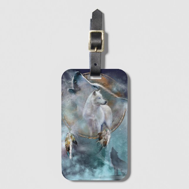 Wolves and Dreamcatcher Luggage Tag (Front Vertical)