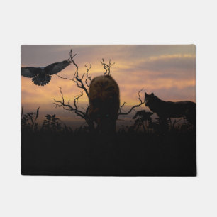 Wolves and Raven Doormat