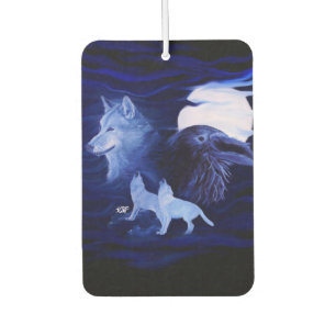 Wolves and Raven with full moon Air Freshener