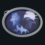 Wolves and Raven with full moon Belt Buckle<br><div class="desc">Wolves and Raven with full moon - Digital Fantasy Art Painting by Krisi ArtKSZP >>> More Products in Store Category >>> Wolves Raven - Wolf mit Rabe >>> Wolves and Raven with full moon</div>