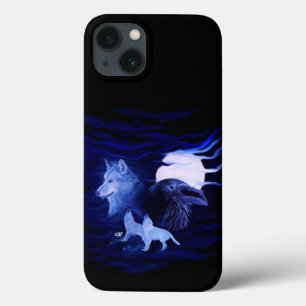 Wolves and Raven with full moon iPhone 13 Case