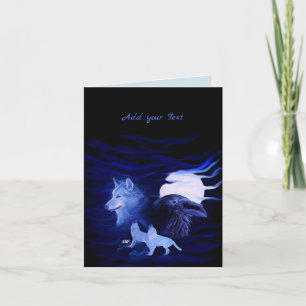 Wolves and Raven with full moon Invitation