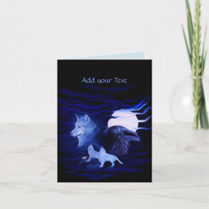 Wolves and Raven with full moon Invitation