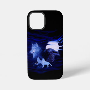 Wolves and Raven with full moon iPhone 12 Mini Case