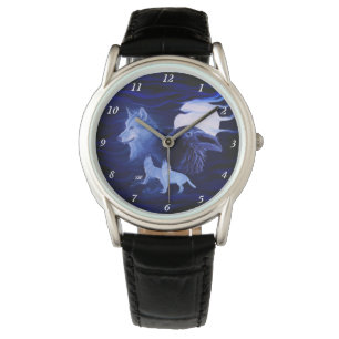 Wolves and Raven with full moon Watch