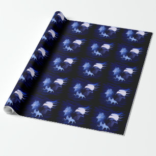 Wolves and Raven with full moon Wrapping Paper