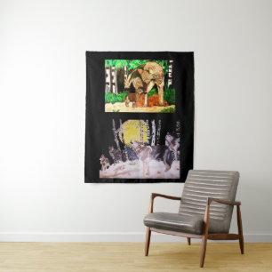 WOLVES ARE BEAUTIFUL COLLAGE print Tapestry