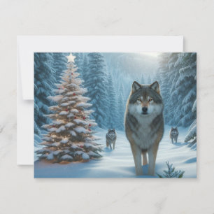 Wolves at Christmas a Winter Wonderland Flat Card