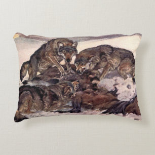 Wolves by Winifred Austen, Vintage Wild Animals Accent Pillow