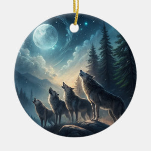 Wolves Ceramic Ornament