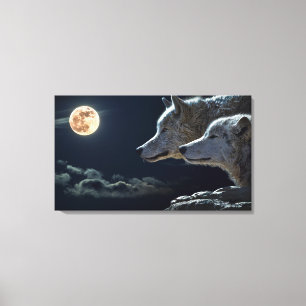Wolves Couple Design Stretched Canvas Print