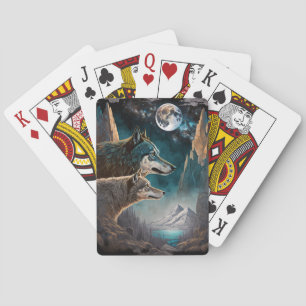 Wolves Full Moon Fantasy Landscape Playing Cards